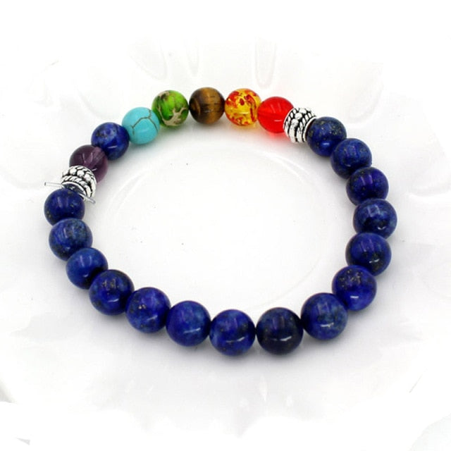 7 Chakra Healing Beaded Bracelet Natural Lava Stone Tiger Eye Beads Bracelet 8MM For Women Men Fashion Yoga Jewelry Dropshipping