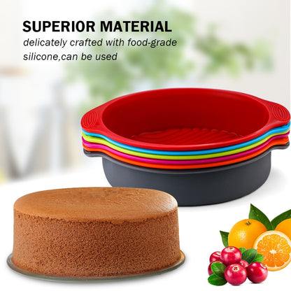 Silicone Round Food Grade Non Stick Cake Bakeware 3D Cake Mold Baking Tool Loaf Bread Tray Birthday Cake Dessert Pan Tools