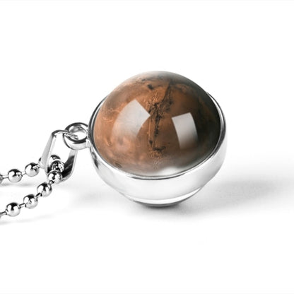 New Personality Fashion Double Side Glass Ball Necklace Earth Planet Pattern Jewelry Galaxy Astronomy Pendant Necklace