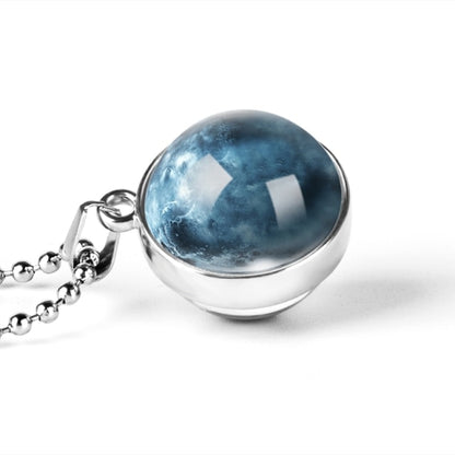 New Personality Fashion Double Side Glass Ball Necklace Earth Planet Pattern Jewelry Galaxy Astronomy Pendant Necklace