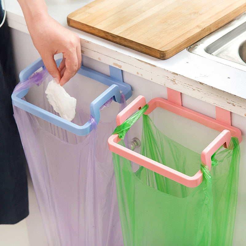 Kitchen Garbage Cupboard Door Back Hanging BagCabinet Door Organizer Towel Holders Trash Bag Hanger Storage Shelf Cabinet Trash