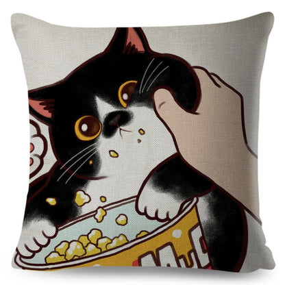 Funny Love Kiss Cute Cat Pillows Cases for Sofa Home Car Cushion Cover Pillow Covers Decor Cartoon Pillowcase 45x45cm