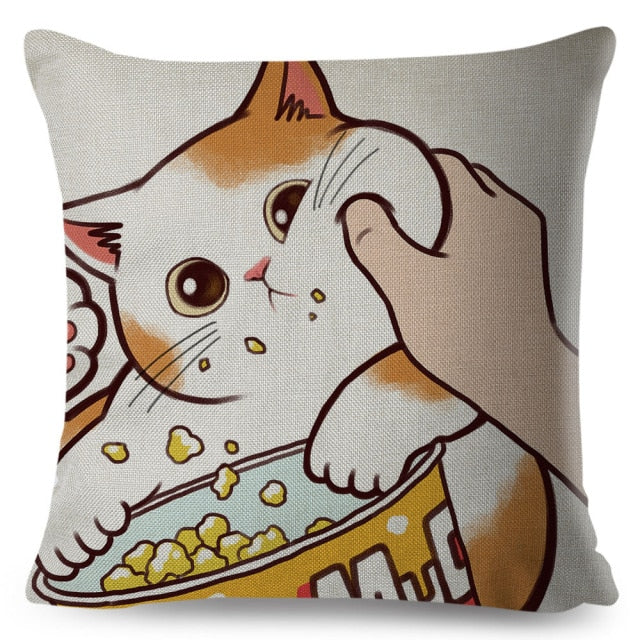 Funny Love Kiss Cute Cat Pillows Cases for Sofa Home Car Cushion Cover Pillow Covers Decor Cartoon Pillowcase 45x45cm