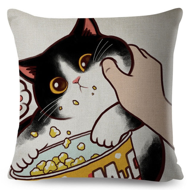 Funny Love Kiss Cute Cat Pillows Cases for Sofa Home Car Cushion Cover Pillow Covers Decor Cartoon Pillowcase 45x45cm