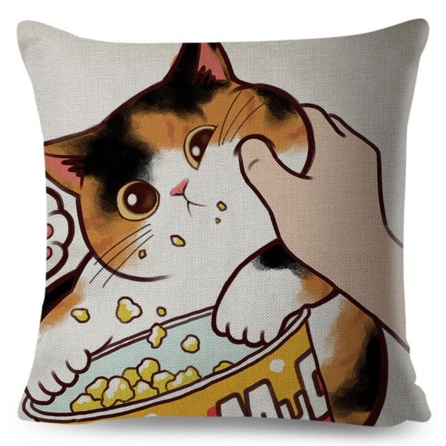 Funny Love Kiss Cute Cat Pillows Cases for Sofa Home Car Cushion Cover Pillow Covers Decor Cartoon Pillowcase 45x45cm