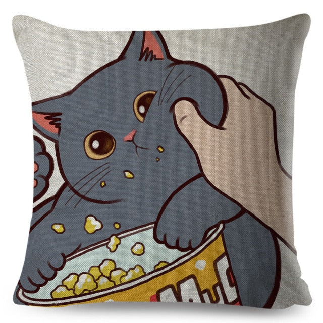 Funny Love Kiss Cute Cat Pillows Cases for Sofa Home Car Cushion Cover Pillow Covers Decor Cartoon Pillowcase 45x45cm