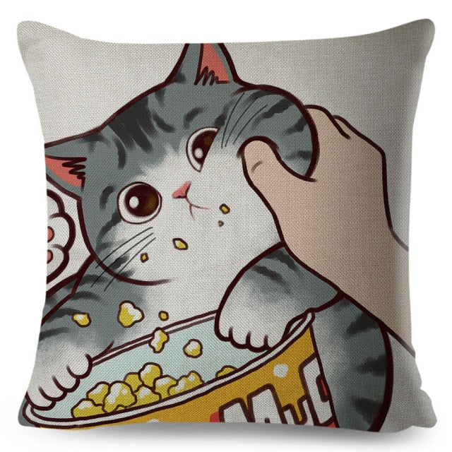 Funny Love Kiss Cute Cat Pillows Cases for Sofa Home Car Cushion Cover Pillow Covers Decor Cartoon Pillowcase 45x45cm