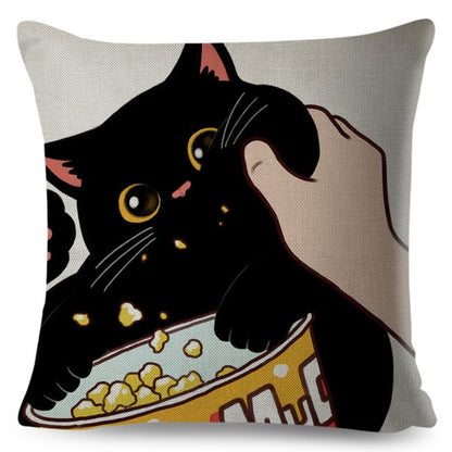 Funny Love Kiss Cute Cat Pillows Cases for Sofa Home Car Cushion Cover Pillow Covers Decor Cartoon Pillowcase 45x45cm