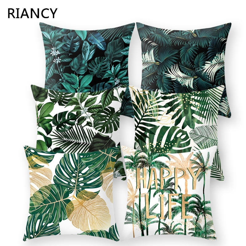 Tropical Plants Pattern Decorative Cushions Pillowcase Polyester Cushion Cover Throw Pillow Sofa Decoration Pillowcover 40506