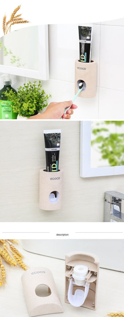 Automatic Toothpaste Dispenser Dust-proof Toothbrush Holder Wall Mount Stand Bathroom Accessories Set Toothpaste Squeezers Tooth