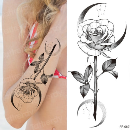 tattoo sticker women flower rose peony black tatouage temporaire femme temporary sleeve tattoo waterproof sexy body art fashion