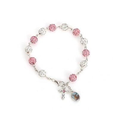 Crystal Imitation Pearl Religious Bracelet Children's Holy Communion Rosary Baby Baptism Mini Catholic Rosary