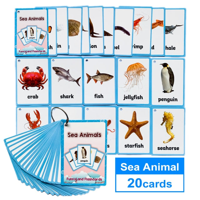 Children Baby English Learning Word Card Pocket Flash Learning Montessori Educational Toys Word Table Game Card for Kids