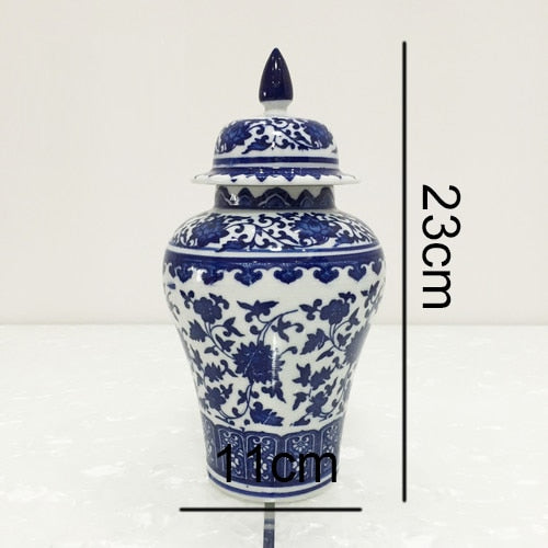 New Ceramic Tea Pot Blue and White Porcelain Decoration of Tea Coffee Beans Sealed Storage Tank Classical Household Storage Tank