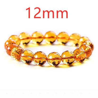 Genuine Natural Yellow Citrine Clear Round Beads Cut Bracelet Women Men Crystal Gemstone Wealthy 8mm 10mm 12mm Gift AAAAA