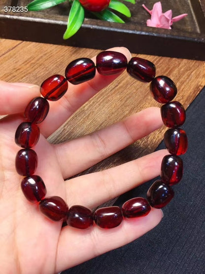 Genuine Natural Blood Red Amber Bracelet 10x8mm Women Stretch Stretch Oval Beads Bracelet Jewelry AAAAA