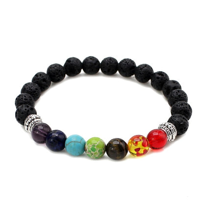 7 Chakra Healing Beaded Bracelet Natural Lava Stone Tiger Eye Beads Bracelet 8MM For Women Men Fashion Yoga Jewelry Dropshipping