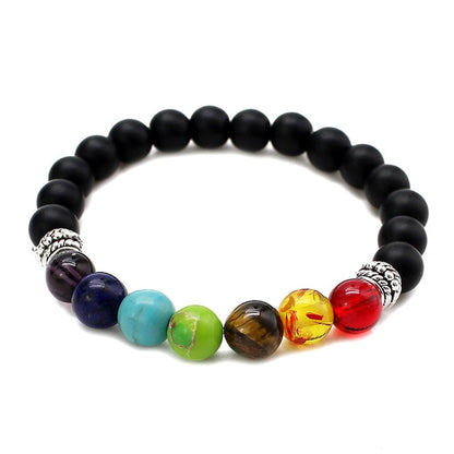 7 Chakra Healing Beaded Bracelet Natural Lava Stone Tiger Eye Beads Bracelet 8MM For Women Men Fashion Yoga Jewelry Dropshipping