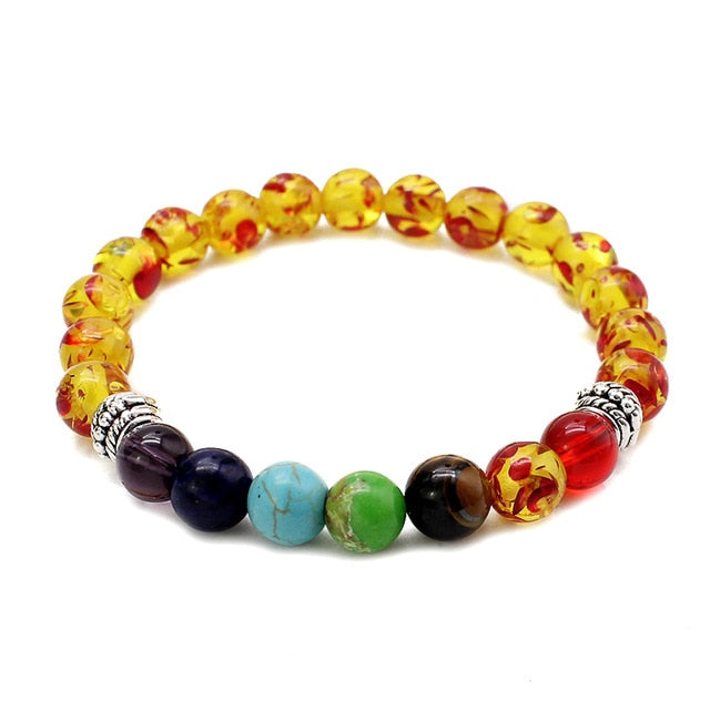 7 Chakra Healing Beaded Bracelet Natural Lava Stone Tiger Eye Beads Bracelet 8MM For Women Men Fashion Yoga Jewelry Dropshipping