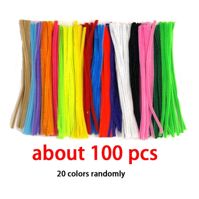 500pcs Plush Stems Balls Eyes DIY Art Craft Toys Plush Stick Pompoms Rainbow Colors Shilly-Stick Educational Creativity for Kids