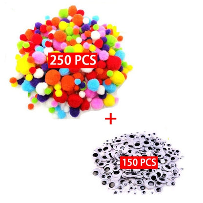 500pcs Plush Stems Balls Eyes DIY Art Craft Toys Plush Stick Pompoms Rainbow Colors Shlly-Stick Educational Creativity for Kids