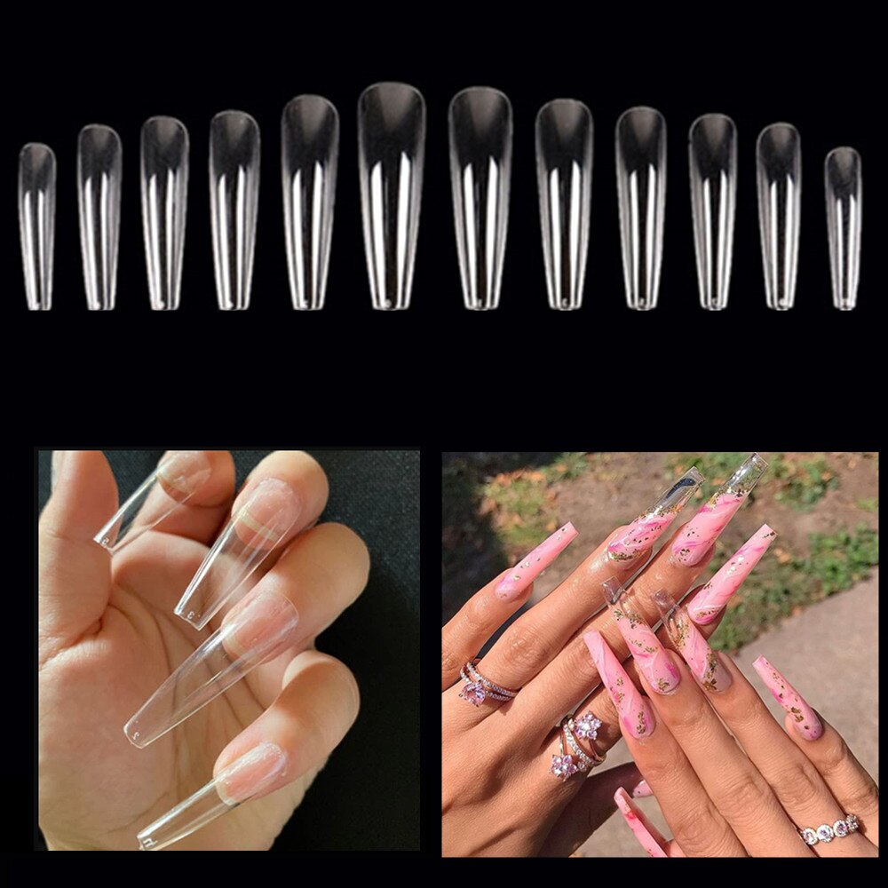 Makartt 600pcs False Nail Tips  XXL Extra Long Ballerina Coffin Full Cover Nails Fake Tip Press On Salon Manicure Supply