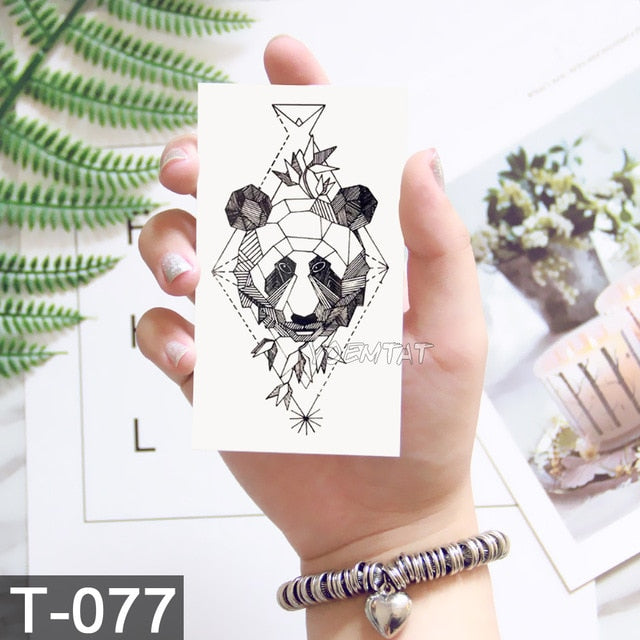 Waterproof Temporary Tattoo Stickers Whale Moon Deer Rose Flash Tatto Children Female Black Geometric Body Art Fake Tatoo Male