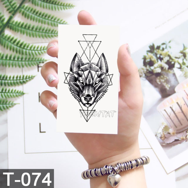 Waterproof Temporary Tattoo Stickers Whale Moon Deer Rose Flash Tatto Children Female Black Geometric Body Art Fake Tatoo Male