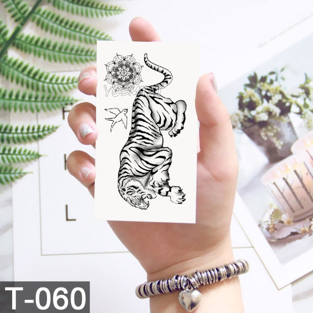 Waterproof Temporary Tattoo Stickers Whale Moon Deer Rose Flash Tatto Children Female Black Geometric Body Art Fake Tatoo Male