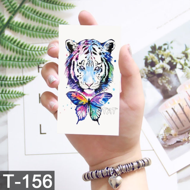 Waterproof Temporary Tattoo Stickers Whale Moon Deer Rose Flash Tatto Children Female Black Geometric Body Art Fake Tatoo Male