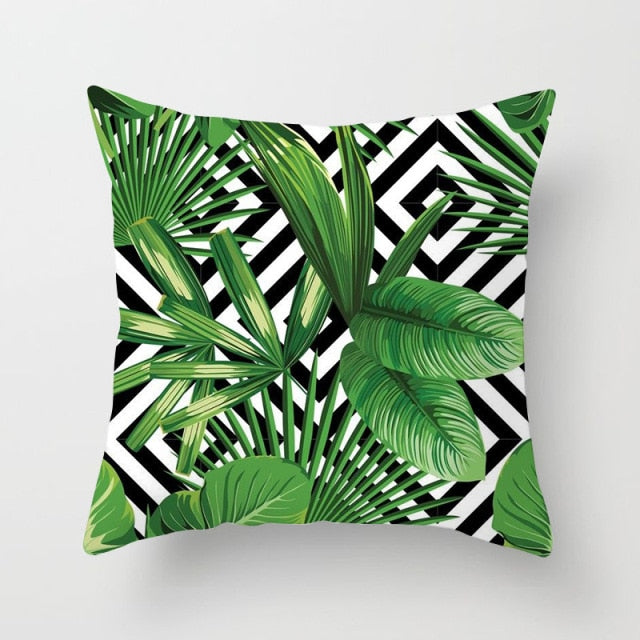 Tropical Plants Pattern Decorative Cushions Pillowcase Polyester Cushion Cover Throw Pillow Sofa Decoration Pillowcover 40506