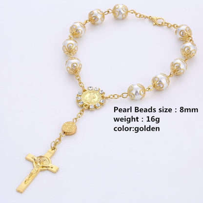 10pcs Top Quality Catholic Rosary Necklace Glass Pearl Beads Decade Rosary Pendent For Women