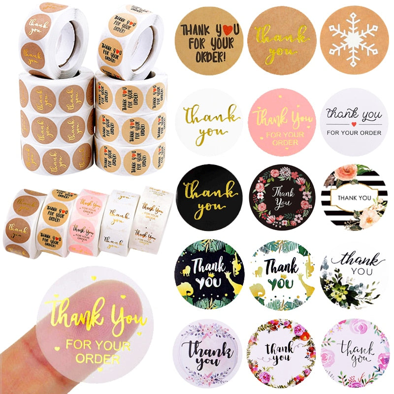 500pcs Thank You Stickers 1inch Round Gift Seal Label Sticker Diary Stationery Stickers For Wedding Party Decor Handmade Sticker