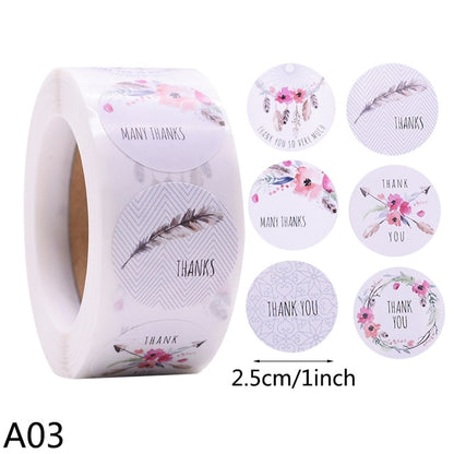 500pcs Thank You Stickers 1inch Round Gift Seal Label Sticker Diary Stationery Stickers For Wedding Party Decor Handmade Sticker