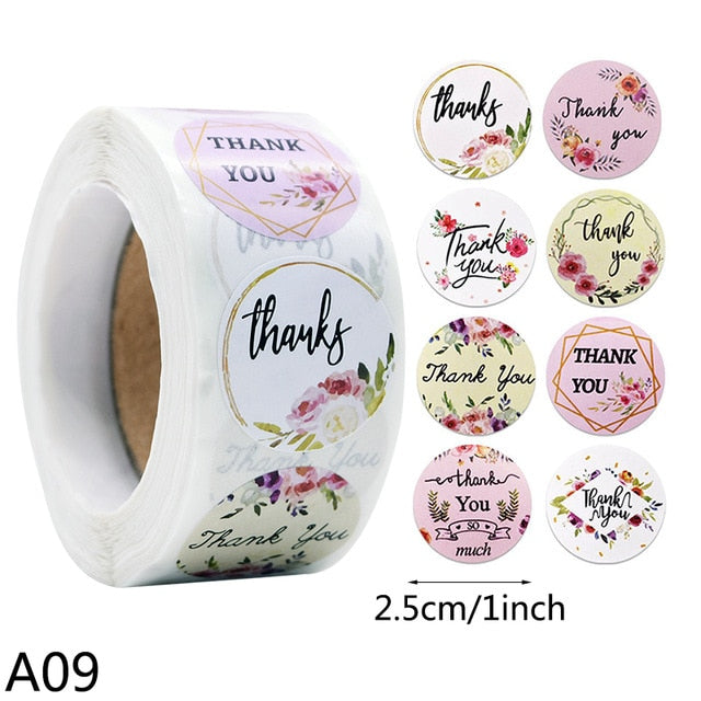 500pcs Thank You Stickers 1inch Round Gift Seal Label Sticker Diary Stationery Stickers For Wedding Party Decor Handmade Sticker