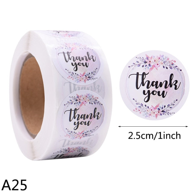 500pcs Thank You Stickers 1inch Round Gift Seal Label Sticker Diary Stationery Stickers For Wedding Party Decor Handmade Sticker