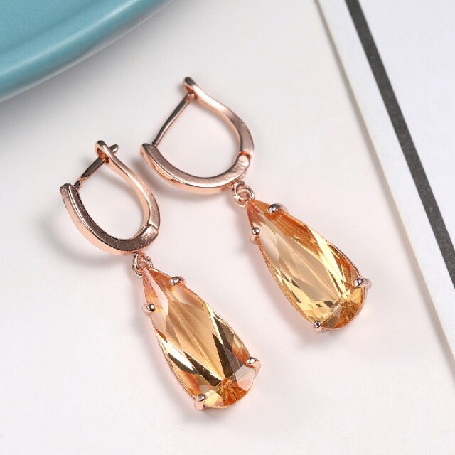 Trendy Earrings 925 Silver Jewelry Water Drop Shape Created Citrine Gemstone Drop Earring for Women Wedding Promise Party Gifts