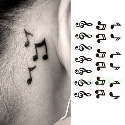 Waterproof Temporary Tattoo sticker on ear finger music note bird stars line streak henna tatto flash fake tatoo for women 24