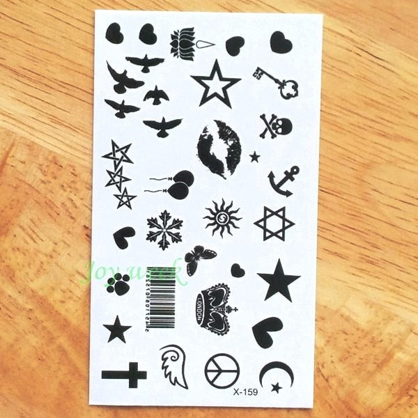 Waterproof Temporary Tattoo sticker on ear finger music note bird stars line streak henna tatto flash tatoo fake for women 24