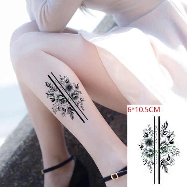 Waterproof Temporary Tattoo sticker on ear finger music note bird stars line streak henna tatto flash tatoo fake for women 24