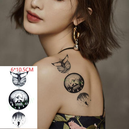 Waterproof Temporary Tattoo sticker on ear finger music note bird stars line streak henna tatto flash fake tatoo for women 24