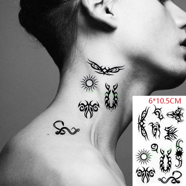 Waterproof Temporary Tattoo sticker on ear finger music note bird stars line streak henna tatto flash tatoo fake for women 24