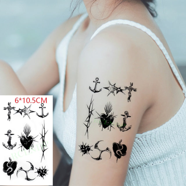 Waterproof Temporary Tattoo sticker on ear finger music note bird stars line streak henna tatto flash tatoo fake for women 24