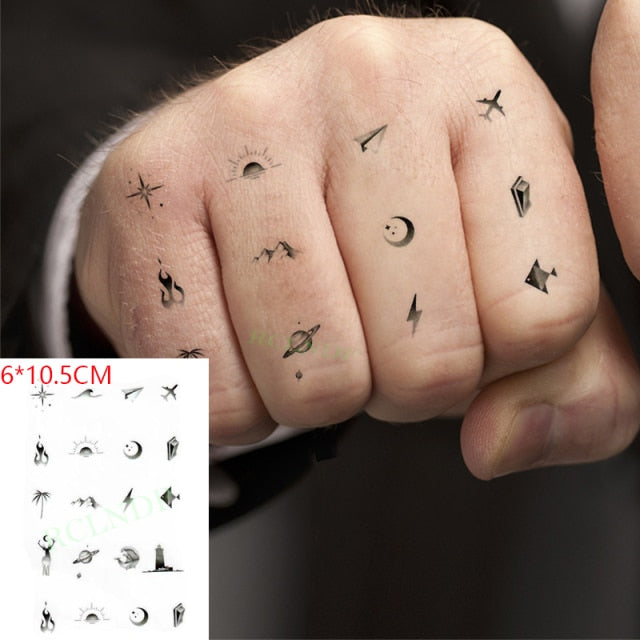 Waterproof Temporary Tattoo sticker on ear finger music note bird stars line streak henna tatto flash tatoo fake for women 24