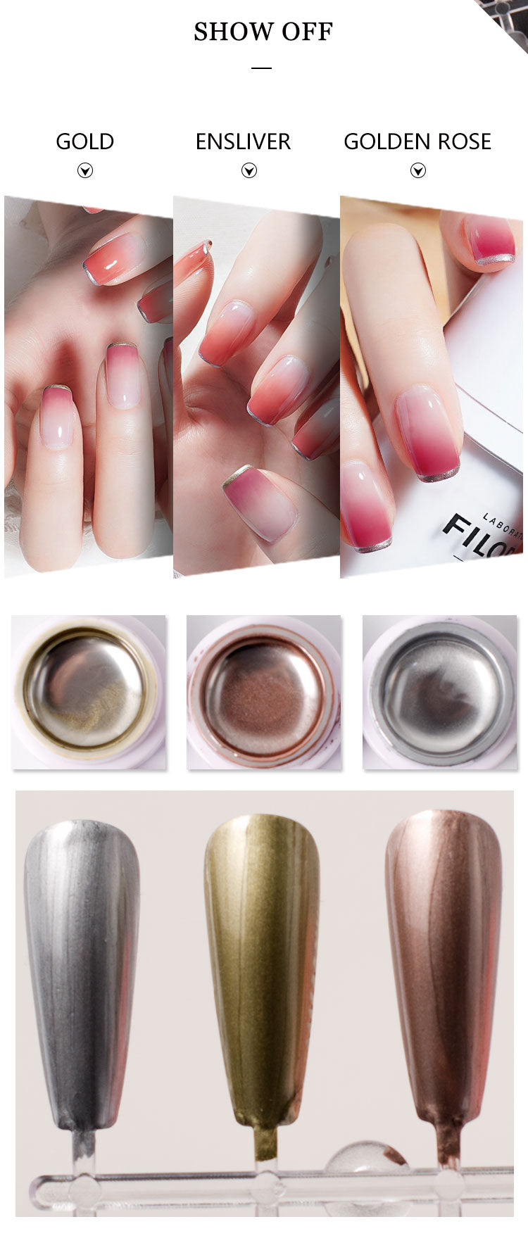 5g High Thick Gold Rose Silver Mirror Metallic Creat 3D Draw Led Nail Art Beauty Salon Supplies Paint Lacquer Glue UV Gel Polish