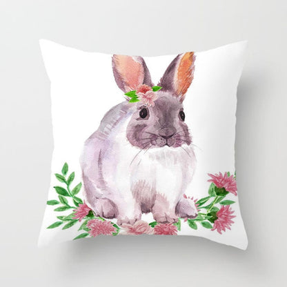 Happy Easter Pillowcase Easter Decorations For Home Party Sofa Rabbit Bunny Eggs Polyester Pillow Cover 45*45cm