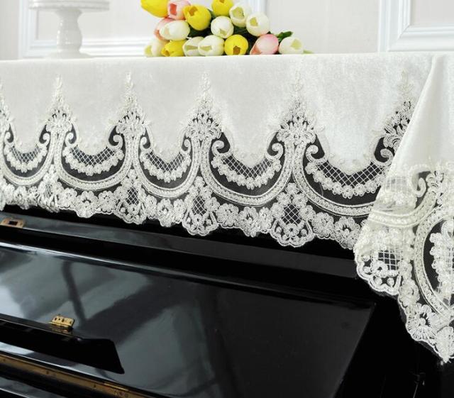 1pc 90x200cm Laced Velvet Piano Cover Nice Piano Cloth Dust Proof Cover Decoration Home Textile Family Wedding Gift