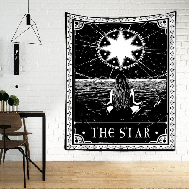 Tarot Tapestry Wall Hanging Witchcraft Divination Bed Sheet Beach Mat Bohemian Hippie TAPIZ Wall Home Decor