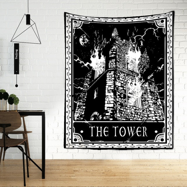 Tarot Tapestry Wall Hanging Witchcraft Divination Bed Sheet Beach Mat Bohemian Hippie TAPIZ Wall Home Decor