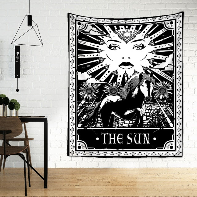 Tarot Tapestry Wall Hanging Witchcraft Divination Bed Sheet Beach Mat Bohemian Hippie TAPIZ Wall Home Decor